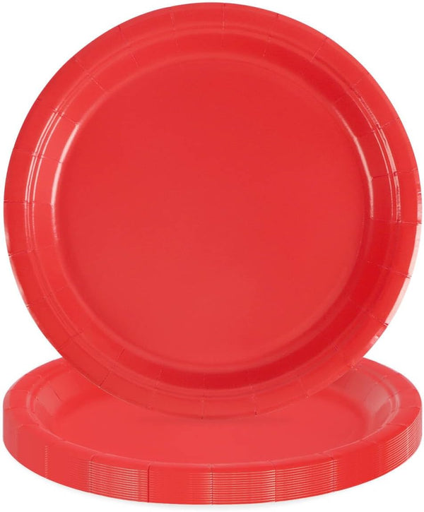 16 Pcs 7" Paper Plates for Dinner and Dessert, Disposable Plates Party Supplies Pack , Red