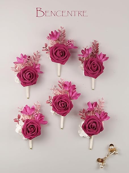 10 Pcs  Wedding Boutonnieres, Elegant Flower Boutonnieres for Wedding Party, Assorted Colors