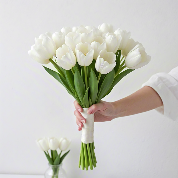 White Tulip Bridesmaid Bouquets