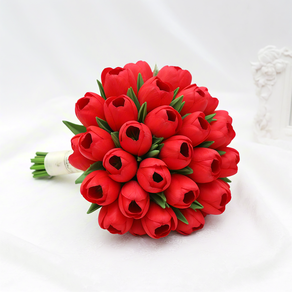 Red Tulip Bridesmaid Bouquets