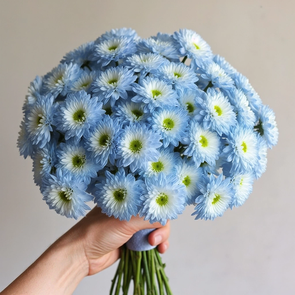 BLUE CHRYSANTHEMUM BRIDAL BOUQUETS