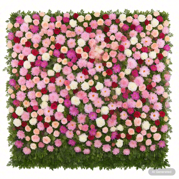 Pink Tulip Artificial Flower Wall, Wedding Background Wall Decoration, Romantic Three-dimensional Floral, Outdoor and Indoor Photo Wall