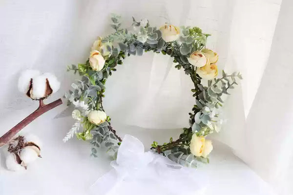 ins forest flower bridal wreath headdress holiday accessories wedding photography photo green plant wedding hair accessories