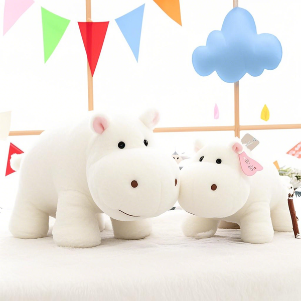 PartyCitys Zephyr White Hippo Plush Toy - Ultra-Soft 12'' Stuffed Animal for Kids | Safe for Ages 3+ | Perfect Birthday Gift & Children's Day Present