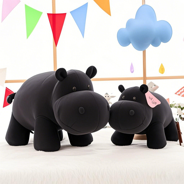 Partycitys Black Zephyr Blackwood Hippo Plush Toy - Perfect Gift for Teens & Adults | Stress-Relief Companion for Ages 14+